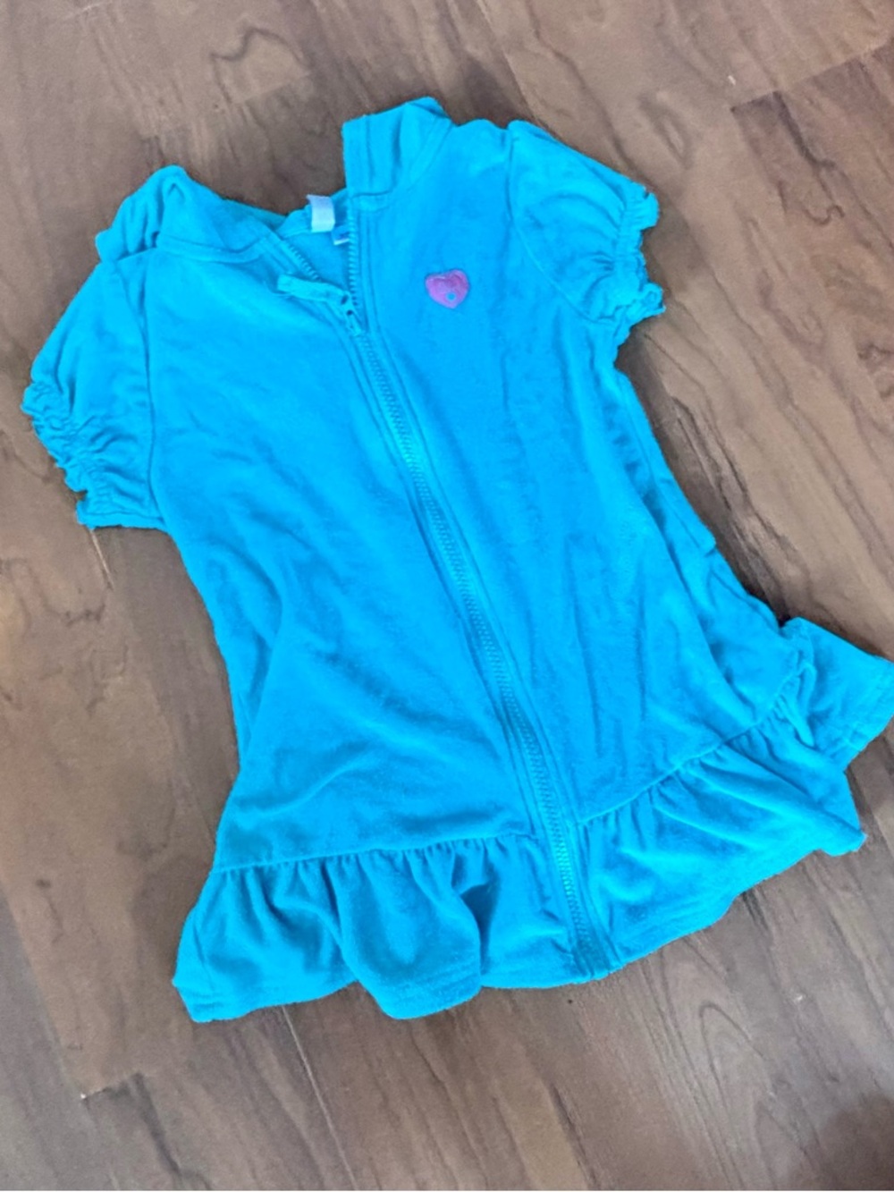 Pink Platinum Bright Turquoise Zip-Front Peplum Swim Coverup